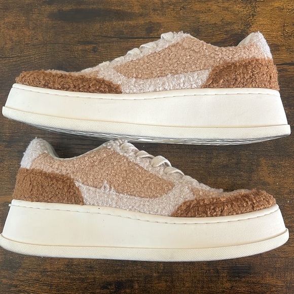 Zara Shearling Trainers Teddy Sneakers in Mixed Brown Size 37 - Picture 10 of 12
